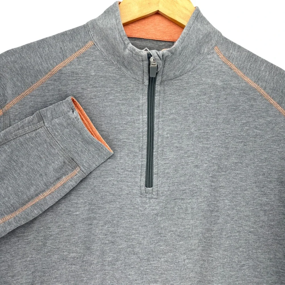 Tasc Performance Mens Gray Bamboo Organic Cotton Quarter Zip Pullover SZ M